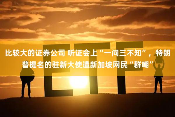比较大的证券公司 听证会上“一问三不知”，特朗普提名的驻新大使遭新加坡网民“群嘲”
